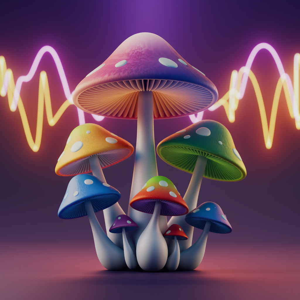 Surreal magic mushrooms of the future.